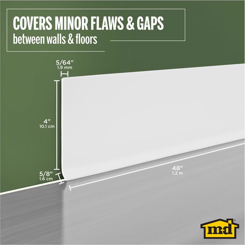M-D Building Products 4 in. H X 0.08 in. W X 48 in. L Prefinished Snow White Vinyl Wall Base