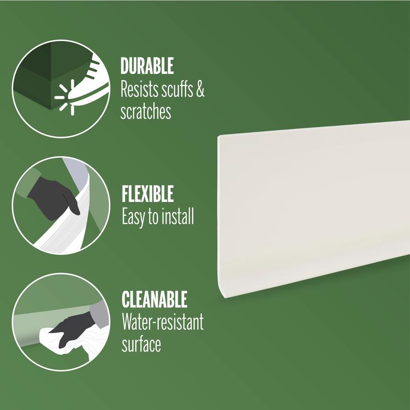 M-D Building Products 4 in. H X 0.08 in. W X 48 in. L Prefinished Almond Vinyl Wall Base