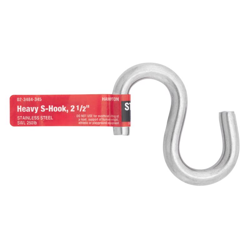 Hampton Small Steel 2.5 in. L S-Hook 250 lb