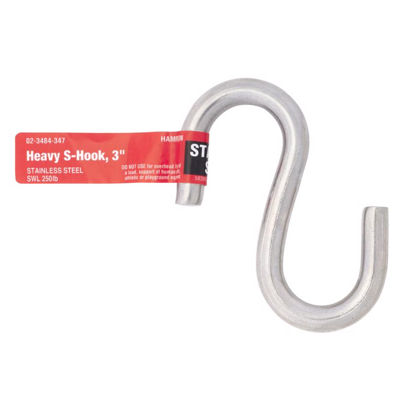 Hampton Small Stainless Steel 3 in. L S-Hook 250 lb
