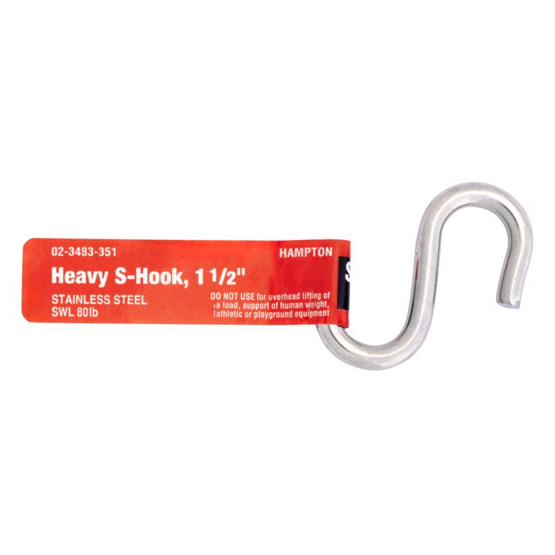 Hampton Medium Silver Stainless Steel 1.43 in. L S-Hook 40 lb