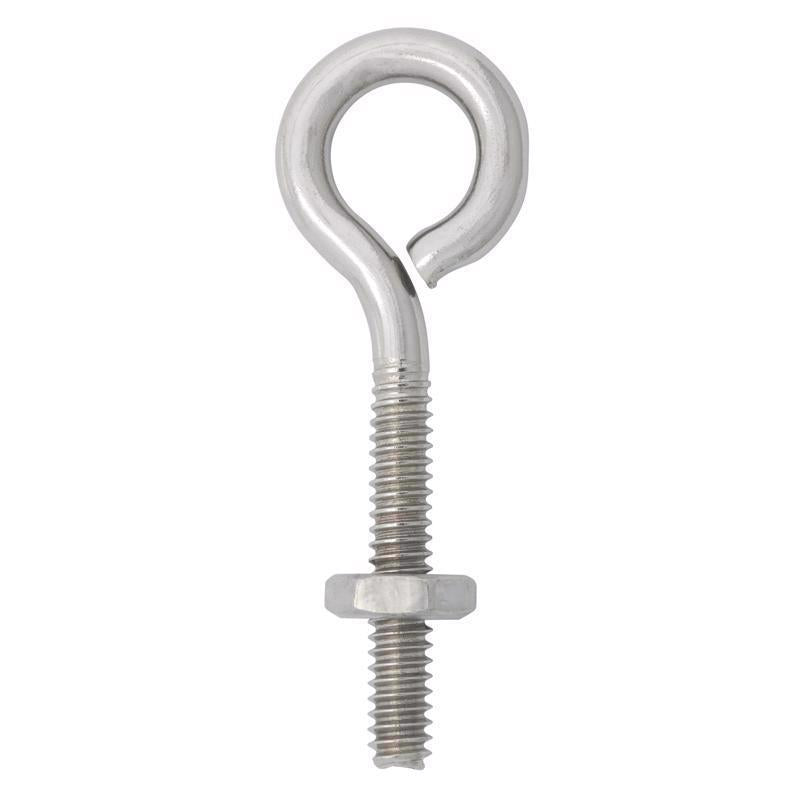 Hampton 3/16 in. X 2 in. L Stainless Stainless Steel Eyebolt Nut Included