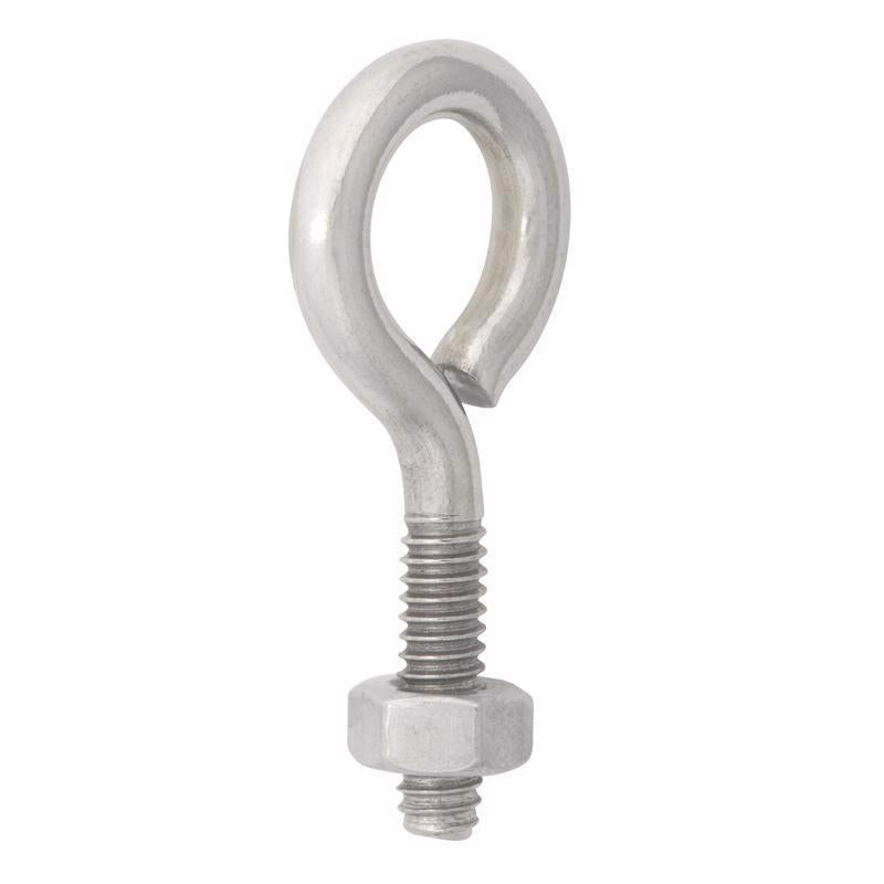 Hampton 1/4 in. X 2 in. L Stainless Stainless Steel Eyebolt with Nut Nut Included