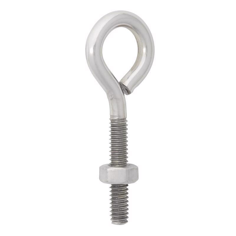 Hampton 1/4 in. X 2-5/8 in. L Stainless Stainless Steel Eyebolt Nut Included