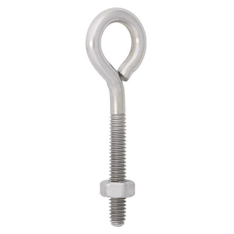 Hampton 1/4 in. X 3 in. L Stainless Stainless Steel Eyebolt Nut Included