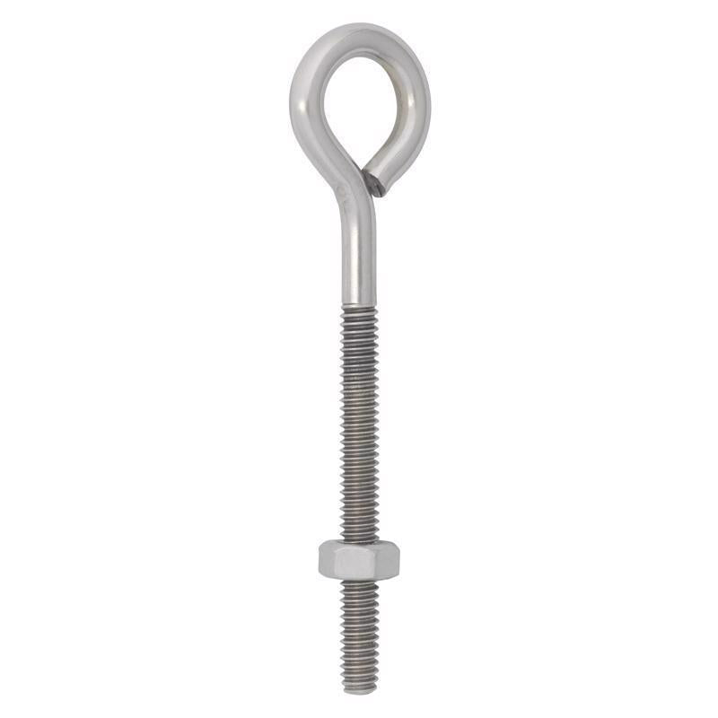 Hampton 1/4 in. X 4 in. L Stainless Stainless Steel Eyebolt Nut Included
