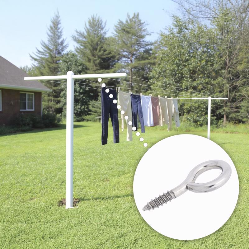 Hampton 9/32 in. D X 2-5/16 in. L Polished Stainless Steel Screw Eye 120 lb. cap.