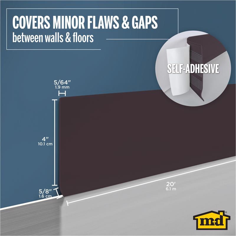 M-D Building Products 4 in. H X 0.08 in. W X 20 ft. L Prefinished Brown Vinyl Wall Base