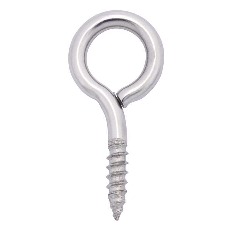 Hampton 3/16 in. D X 1-5/8 in. L Polished Stainless Steel Screw Eye 60 lb. cap.