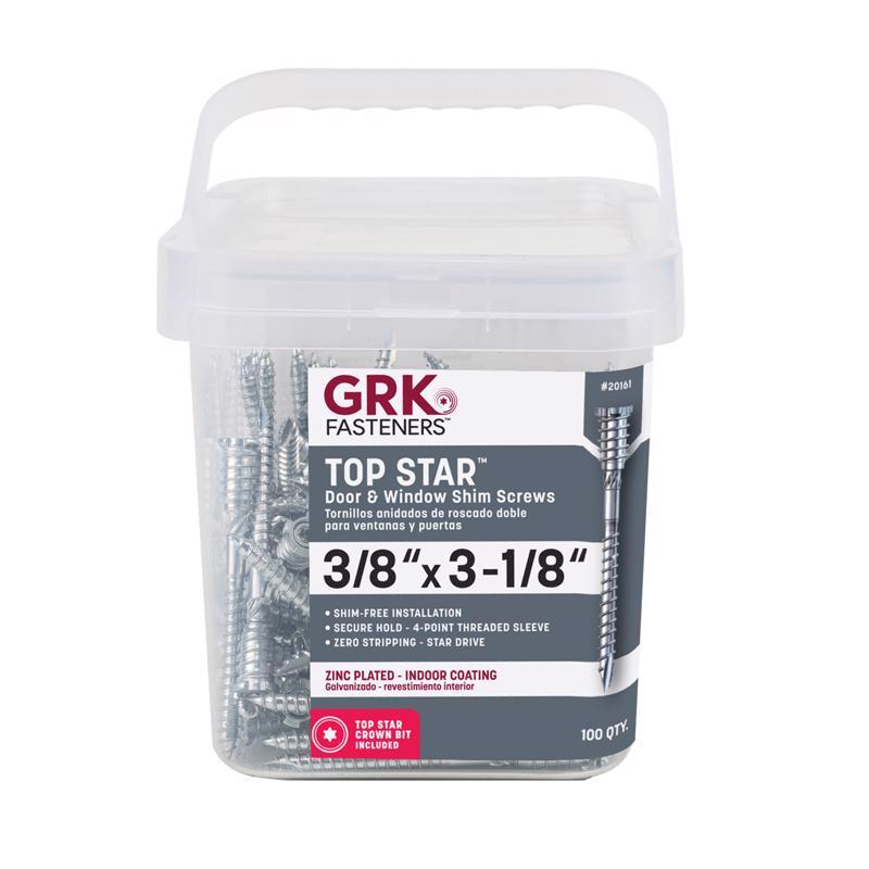 GRK Fasteners No. 14 X 3-1/8 in. L Star Zinc-Plated W-Cut Shim Screws 100 pk