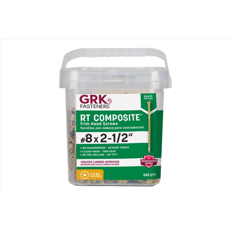 GRK Fasteners No. 8 X 2-1/2 in. L Star Coated Reverse Screws 605 pk