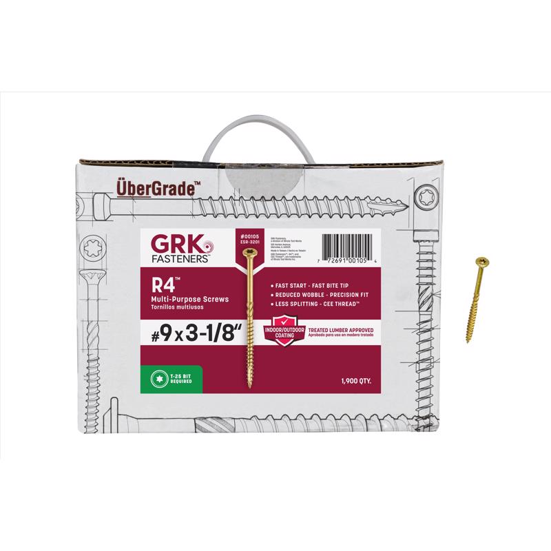 GRK Fasteners R4 No. 9 X 3-1/8 in. L Star Coated W-Cut Multi-Purpose Screws 1900 pk