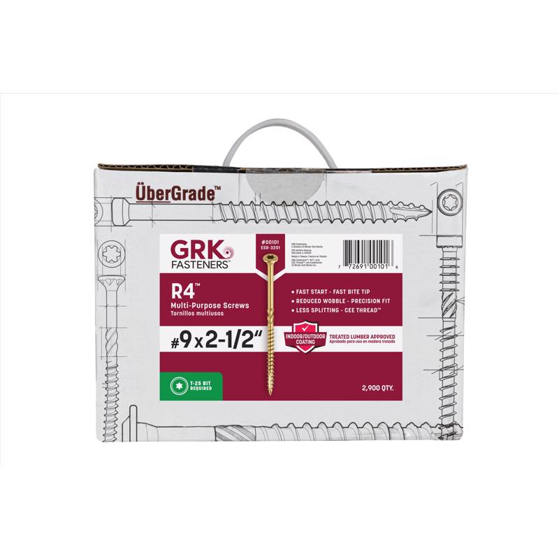 GRK Fasteners R4 No. 9 X 2-1/2 in. L Star Coated W-Cut Multi-Purpose Screws 2900 pk