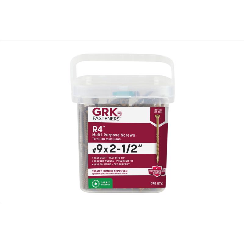 GRK Fasteners R4 No. 9 X 2-1/2 in. L Star Coated W-Cut Multi-Purpose Screws 575 pk