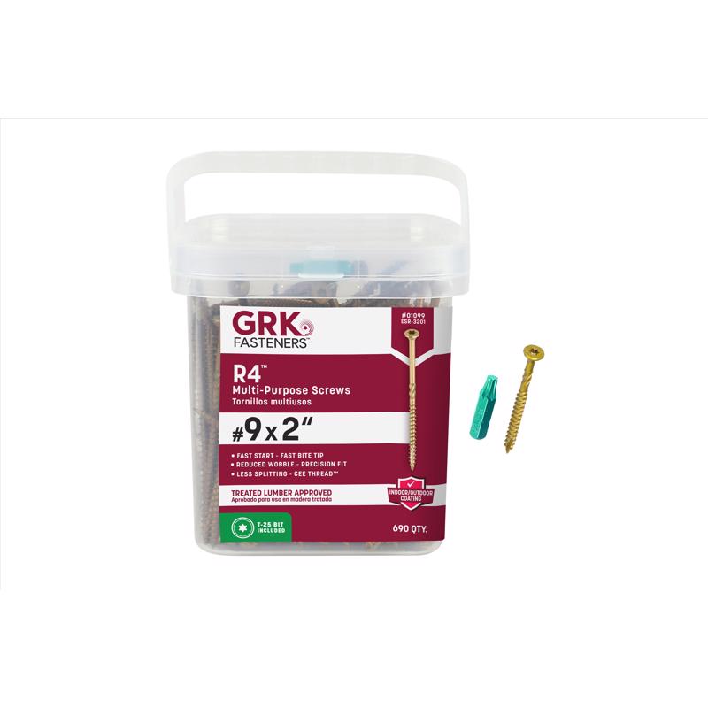 GRK Fasteners R4 No. 9 X 2 in. L Star Coated W-Cut Multi-Purpose Screws 690 pk
