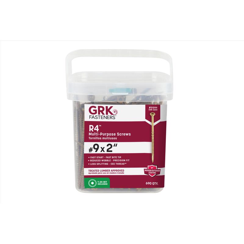 GRK Fasteners R4 No. 9 X 2 in. L Star Coated W-Cut Multi-Purpose Screws 690 pk