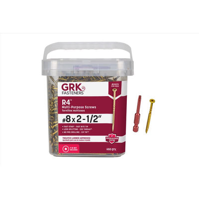 GRK Fasteners R4 No. 8 X 2-1/2 in. L Star Coated W-Cut Multi-Purpose Screws 650 pk