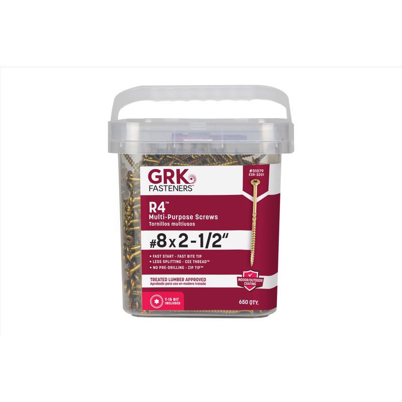 GRK Fasteners R4 No. 8 X 2-1/2 in. L Star Coated W-Cut Multi-Purpose Screws 650 pk