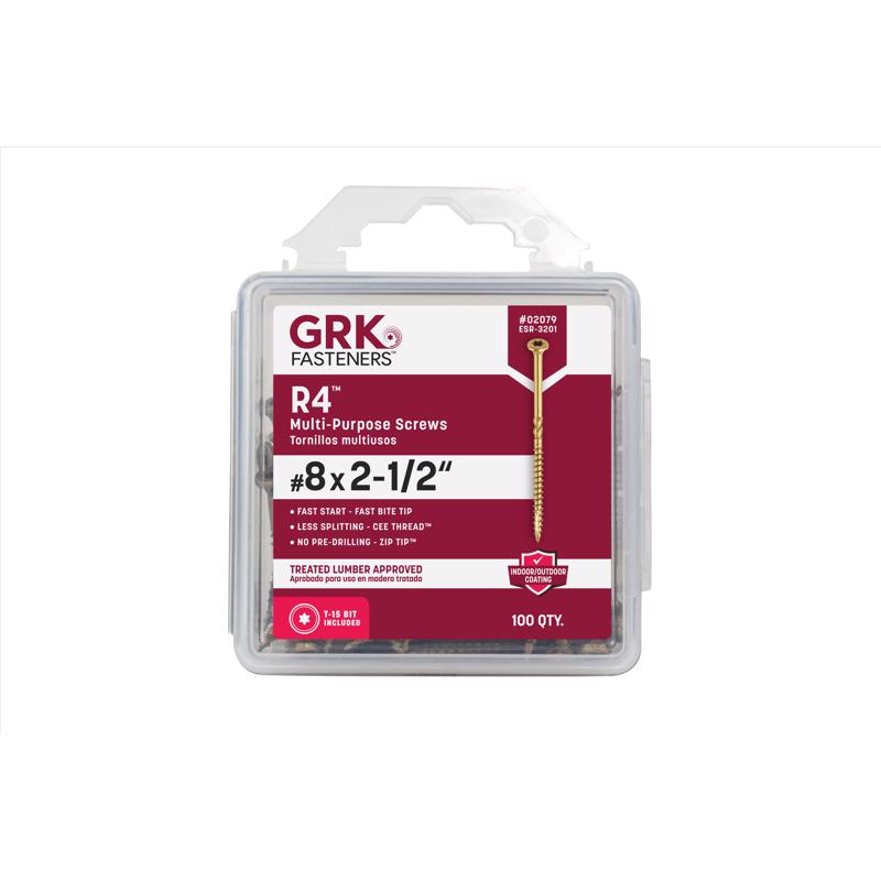 GRK Fasteners R4 No. 8 X 2-1/2 in. L Star Coated W-Cut Multi-Purpose Screws 100 pk