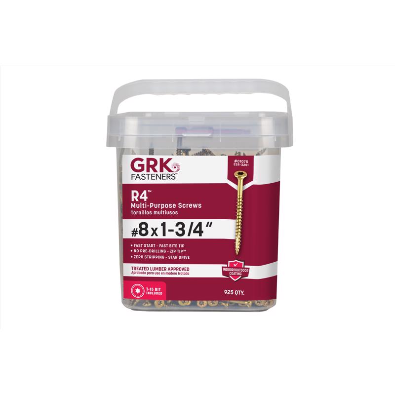 GRK Fasteners R4 No. 8 X 1-3/4 in. L Star Coated W-Cut Multi-Purpose Screws 925 pk