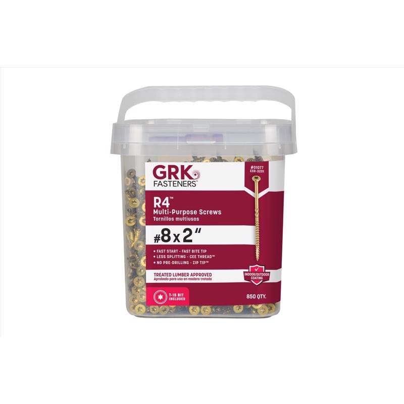 GRK Fasteners R4 No. 8 X 2 in. L Star Coated W-Cut Multi-Purpose Screws 850 pk
