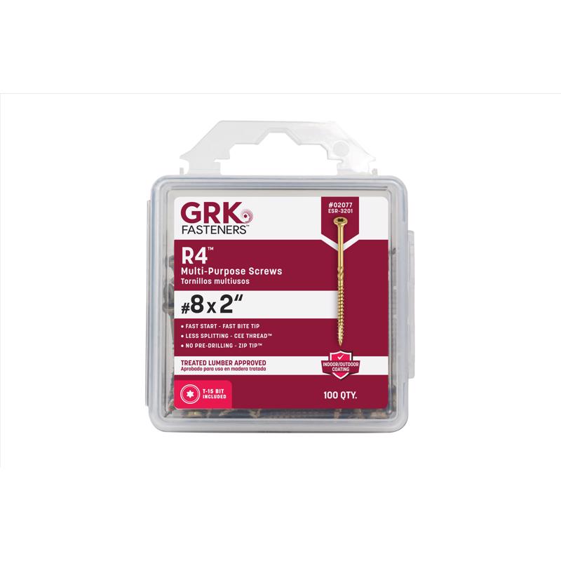 GRK Fasteners R4 No. 8 X 2 in. L Star Coated W-Cut Multi-Purpose Screws 100 pk
