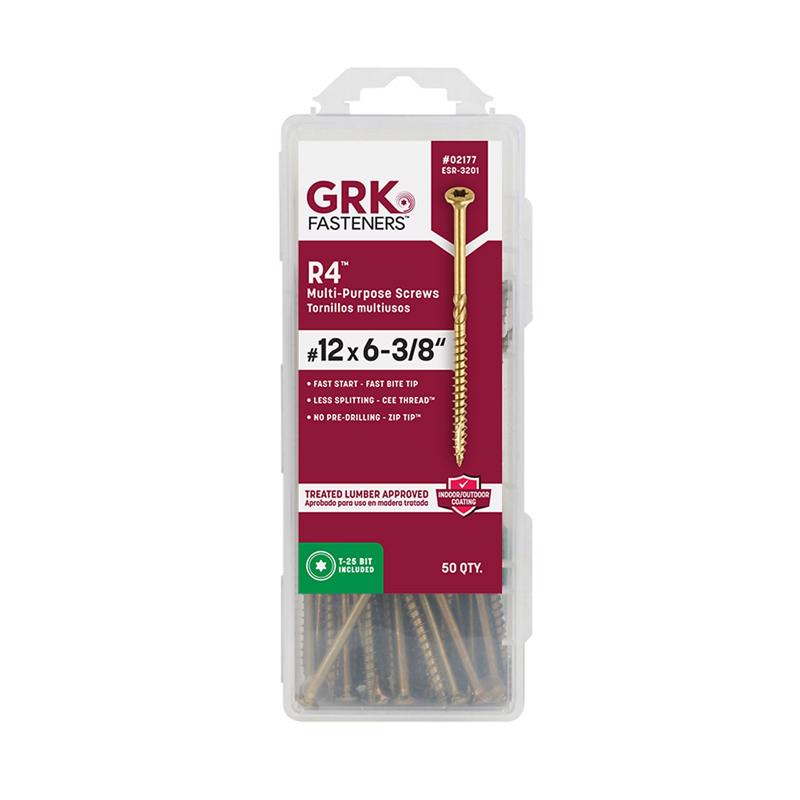 GRK Fasteners R4 No. 12, No. 14 X 6-3/8 in. L Star Coated W-Cut Framing Screws 50 pk
