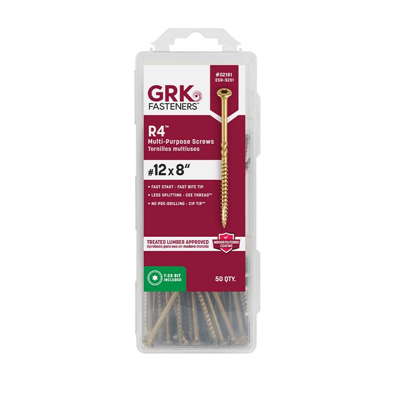 GRK Fasteners R4 No. 12, No. 14 X 8 in. L Star Coated W-Cut Framing Screws 50 pk
