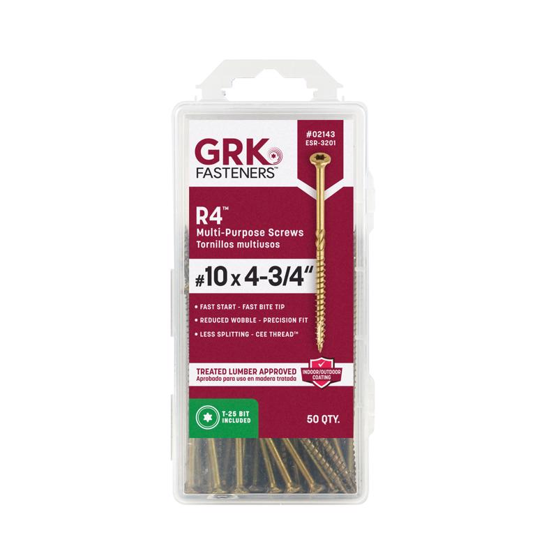 GRK Fasteners R4 No. 10 X 4-3/4 in. L Star Coated W-Cut Multi-Purpose Screws 50 pk