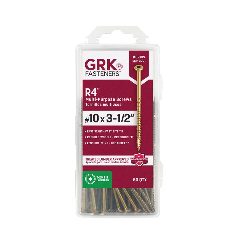 GRK Fasteners R4 No. 10 X 3-1/2 in. L Star Coated W-Cut Multi-Purpose Screws 50 pk