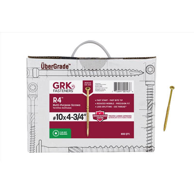 GRK Fasteners R4 No. 10 X 4-3/4 in. L Star Coated W-Cut Multi-Purpose Screws 800 pk
