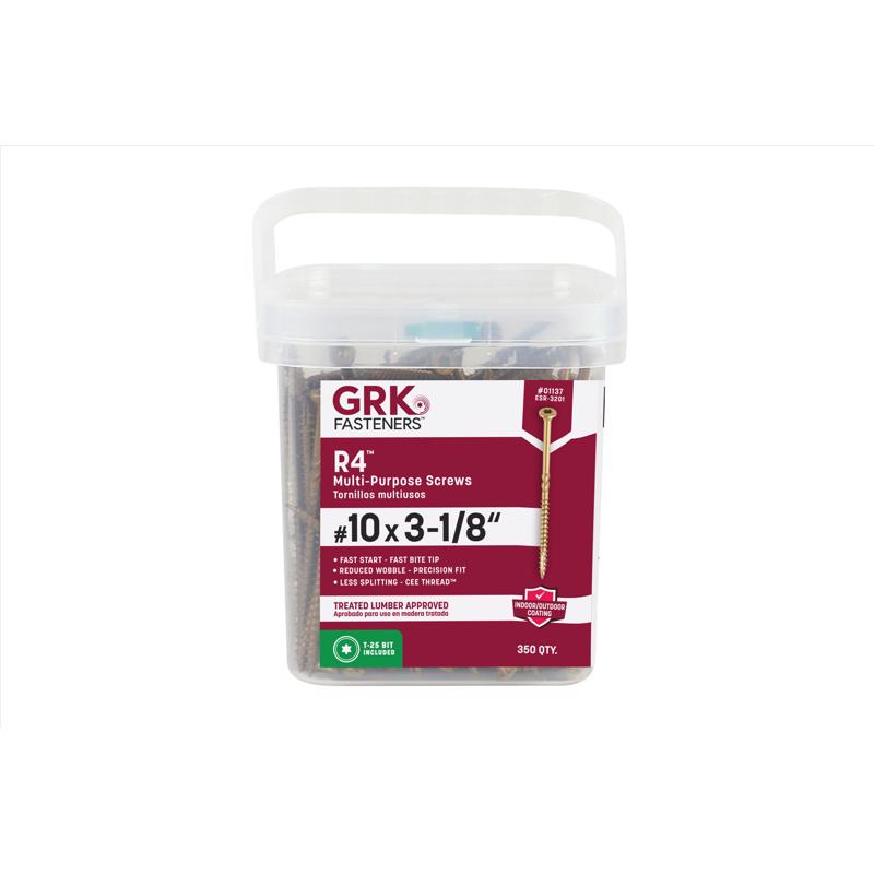 GRK Fasteners R4 No. 10 X 3-1/8 in. L Star Coated W-Cut Multi-Purpose Screws 350 pk