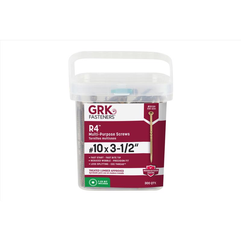 GRK Fasteners R4 No. 10 X 3-1/2 in. L Star Coated W-Cut Multi-Purpose Screws 300 pk