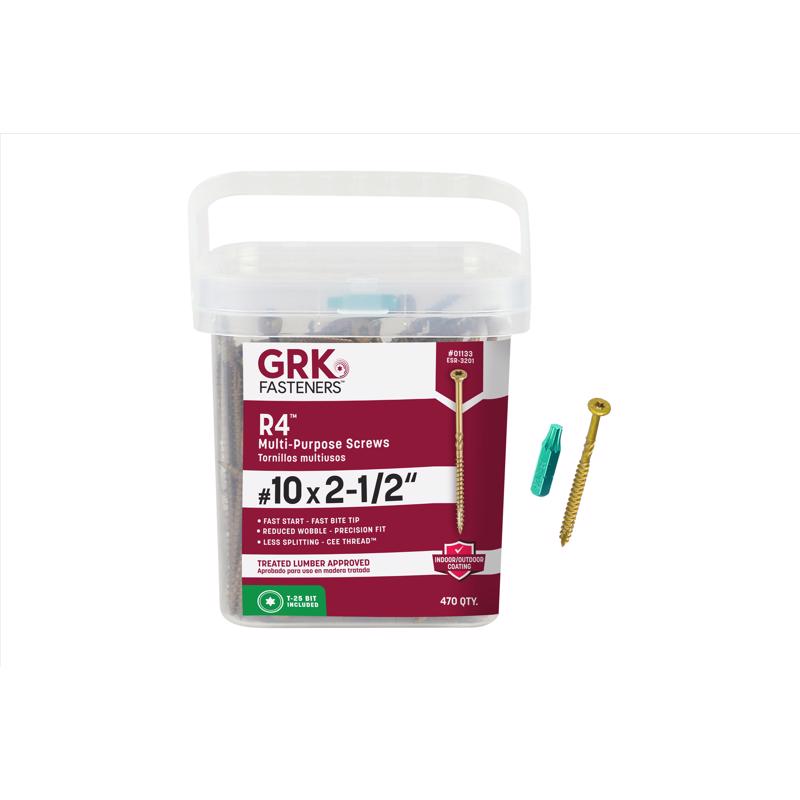 GRK Fasteners R4 No. 10 X 2-1/2 in. L Star Coated W-Cut Multi-Purpose Screws 470 pk
