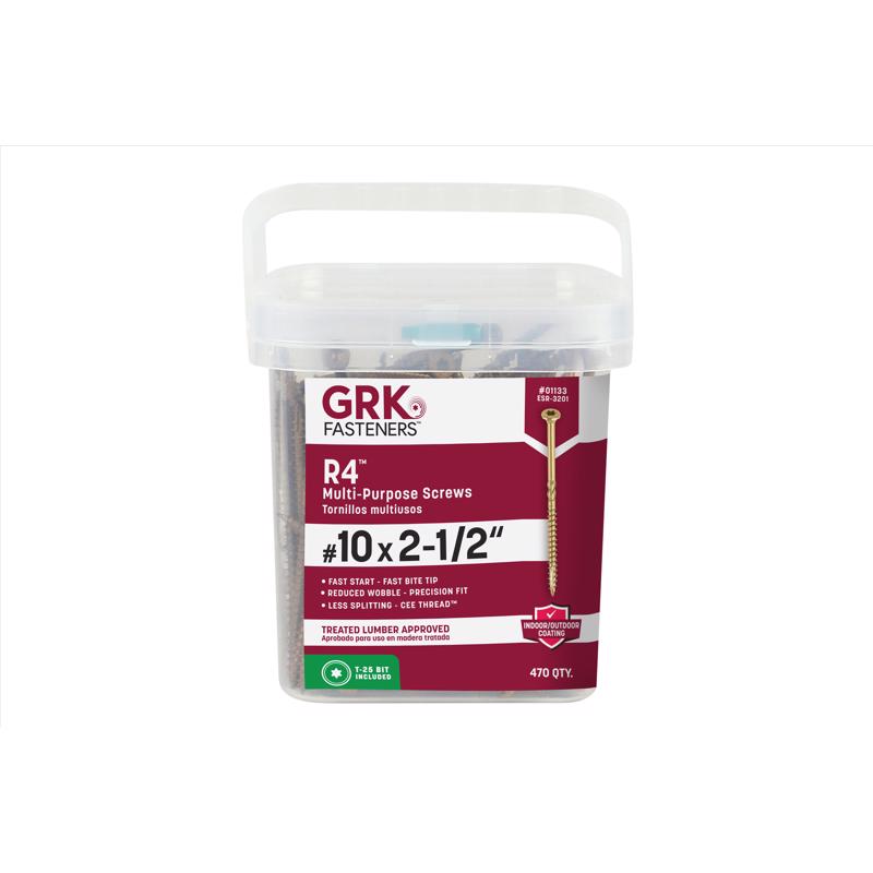 GRK Fasteners R4 No. 10 X 2-1/2 in. L Star Coated W-Cut Multi-Purpose Screws 470 pk