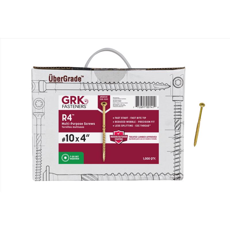 GRK Fasteners R4 No. 10 X 4 in. L Star Coated W-Cut Multi-Purpose Screws 1000 pk