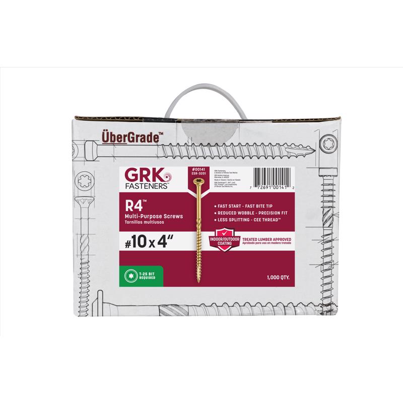 GRK Fasteners R4 No. 10 X 4 in. L Star Coated W-Cut Multi-Purpose Screws 1000 pk