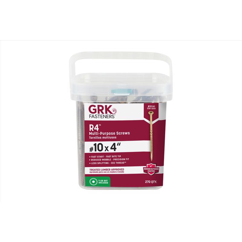 GRK Fasteners R4 No. 10 X 4 in. L Star Coated W-Cut Multi-Purpose Screws 270 pk