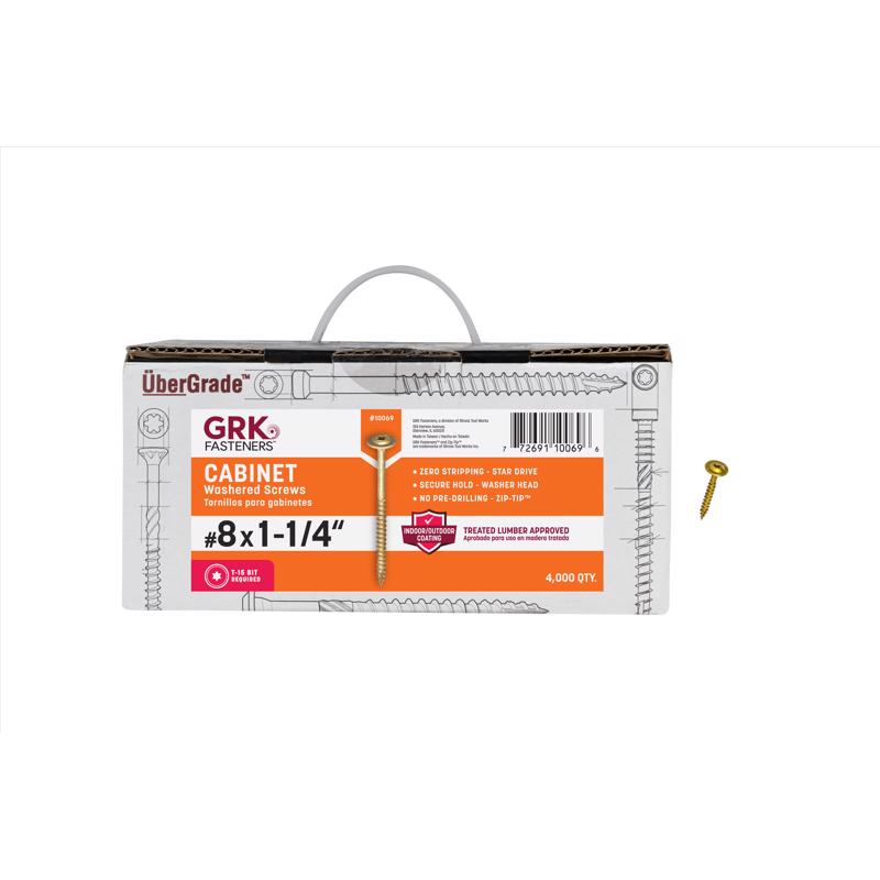 GRK Fasteners No. 8 X 1-1/4 in. L Star Coated W-Cut Cabinet Screws 4000 pk