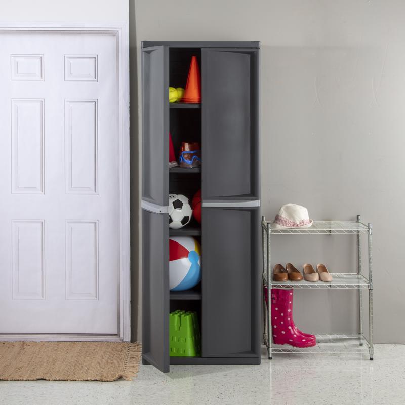 Sterilite 69.375 in. H X 25.625 in. W X 18.88 in. D Gray Polypropylene 2-Door Cabinet