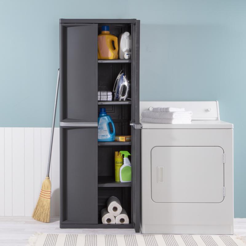 Sterilite 69.375 in. H X 25.625 in. W X 18.88 in. D Gray Polypropylene 2-Door Cabinet