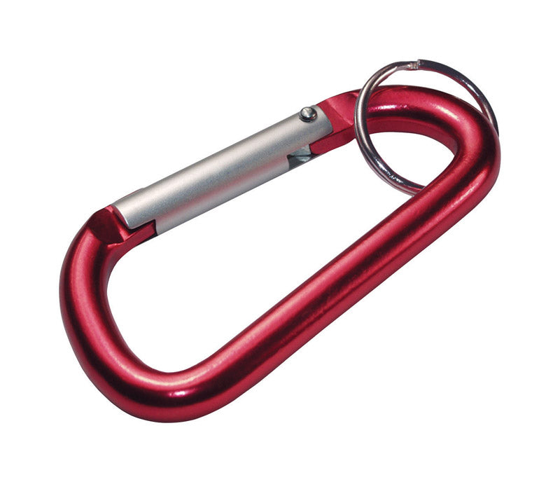 HILLMAN 1 in. D Aluminum Red/Silver Carabiner