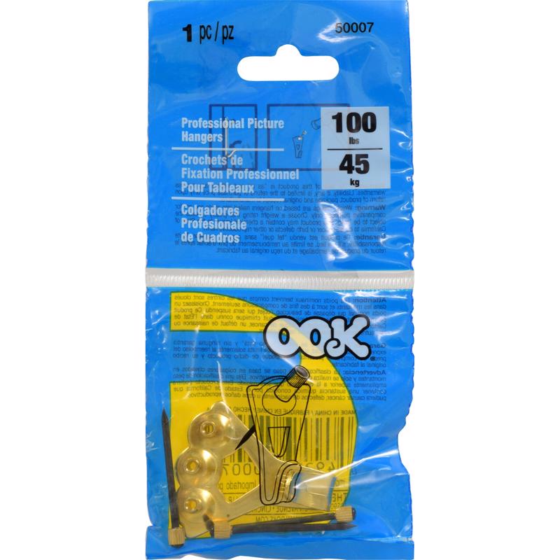 HILLMAN OOK Brass-Plated Gold Professional Picture Hanger 100 lb