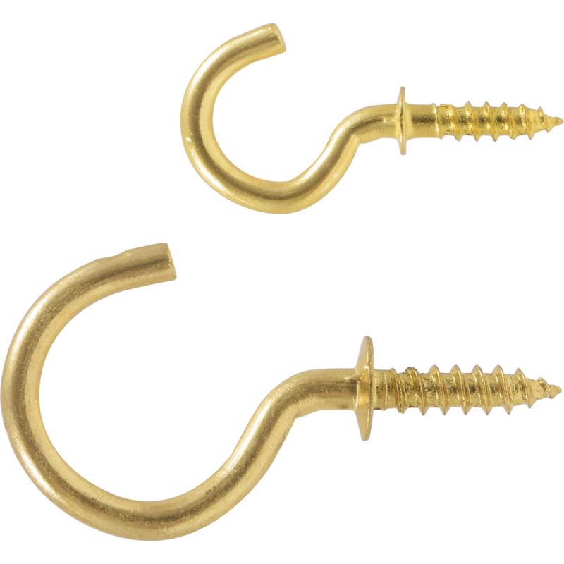 HILLMAN OOK Brass-Plated Gold Screw Eye and Cup Hook Kit 50 pk
