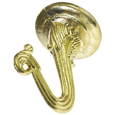 HILLMAN OOK Medium Antique Brass Gold Steel 1.1 in. L Swag Hook 30 lb 2 pk