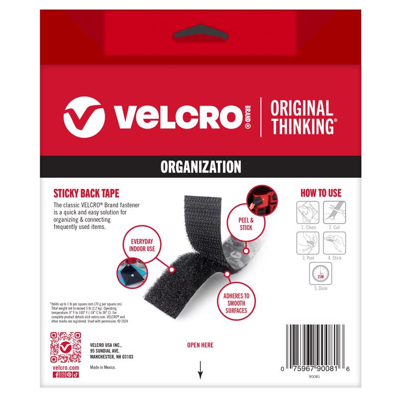 VELCRO Brand Sticky Back Large Nylon Hook and Loop Fastener 180 in. L