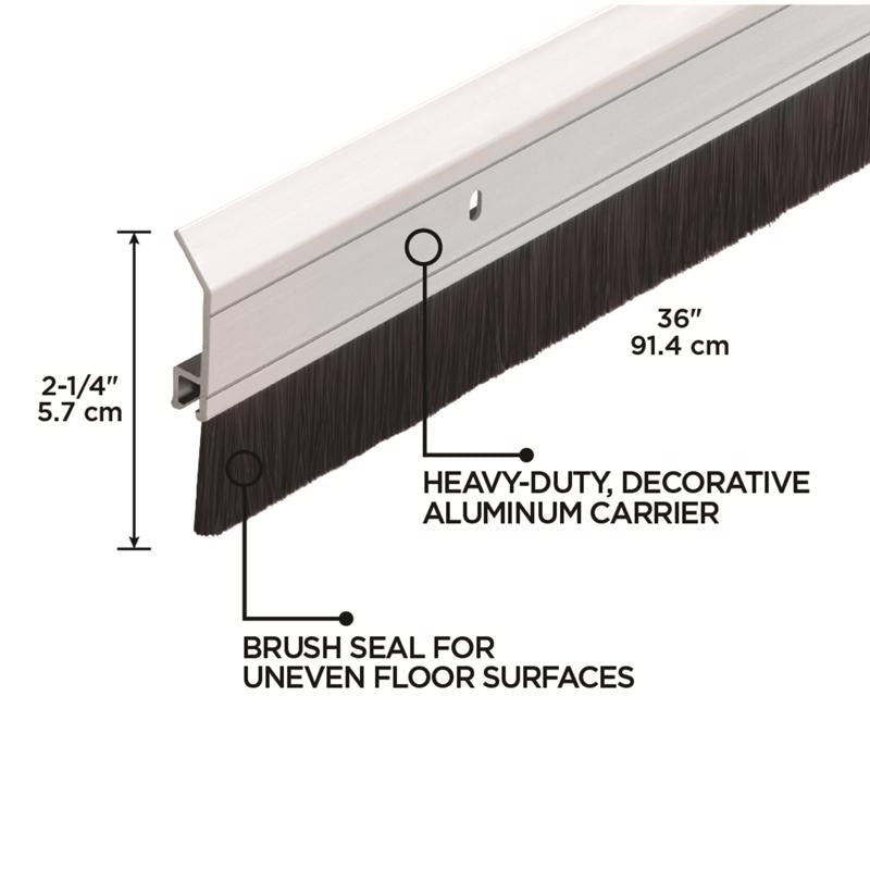 M-D Building Products Silver Aluminum Brush Sweep For Doors 36 in. L X 2.25 in.