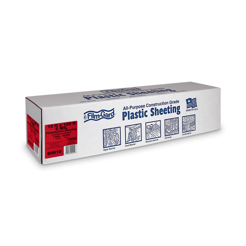 Film-Gard Plastic Sheeting 6 mil X 10 ft. W X 100 ft. L Polyethylene Black