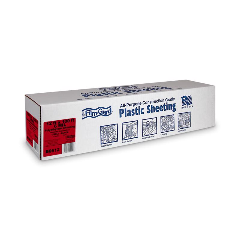 Film-Gard Plastic Sheeting 6 mil X 12 ft. W X 100 ft. L Polyethylene Black