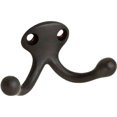 Ives Small Oil Rubbed Bronze Brass 1-3/16 in. L Double Garment Hook 35 lb